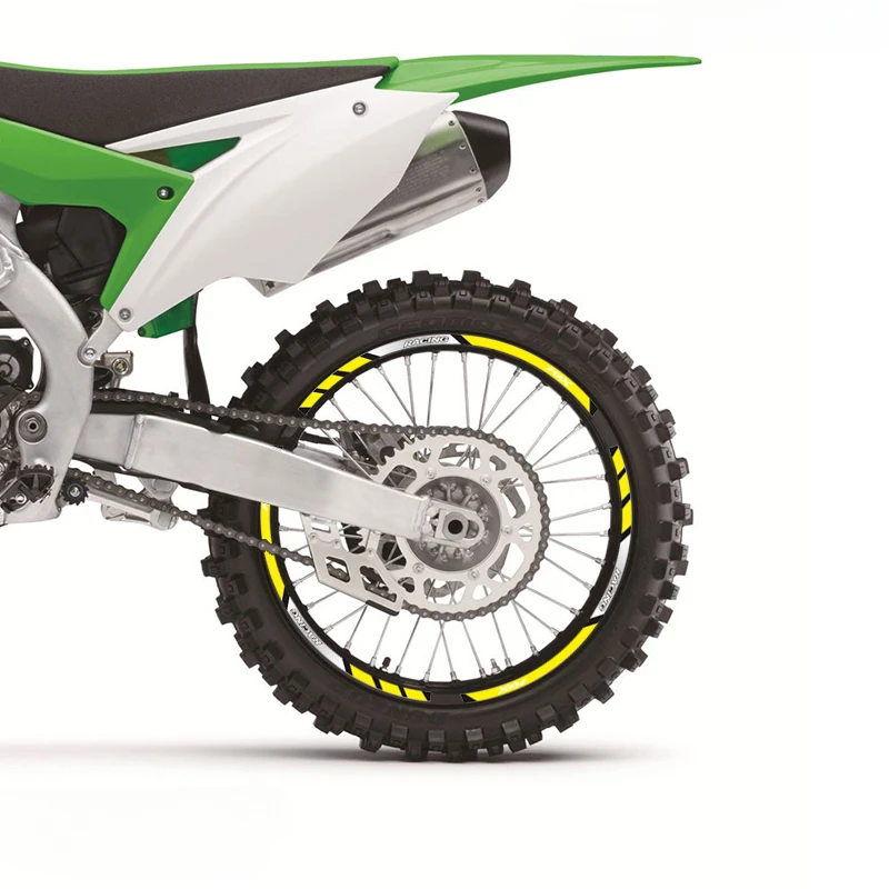 Dla Kawasaki KX 450 250 250F 450F 85 125 100 50 550 60 65 80 85 części motocyklowe naklejka dekoracyjna naklejka na kontur koła-F