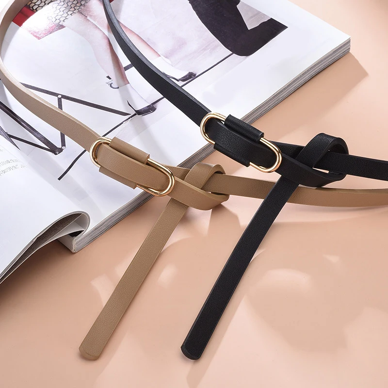 Vrouwen Zomer Rok Riem Mode Zachte Pu Lederen Geknoopte Riem Verstelbare Metalen Gesp Jurk Jeans Decoratieve Dunne Riem
