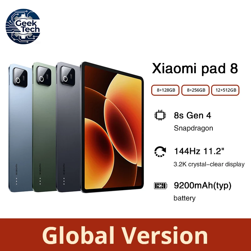 Глобальная версия планшета Xiaomi Pad 8, 11.2', процессор Snapdragon 8s Gen 4, длительное время работы от батареи 9200 мАч Глобальная версия планшета Xiaomi Pad 8, 11.2', процессор Snapdragon 8s Gen 4, длительное время работы от батареи 9200 мАч