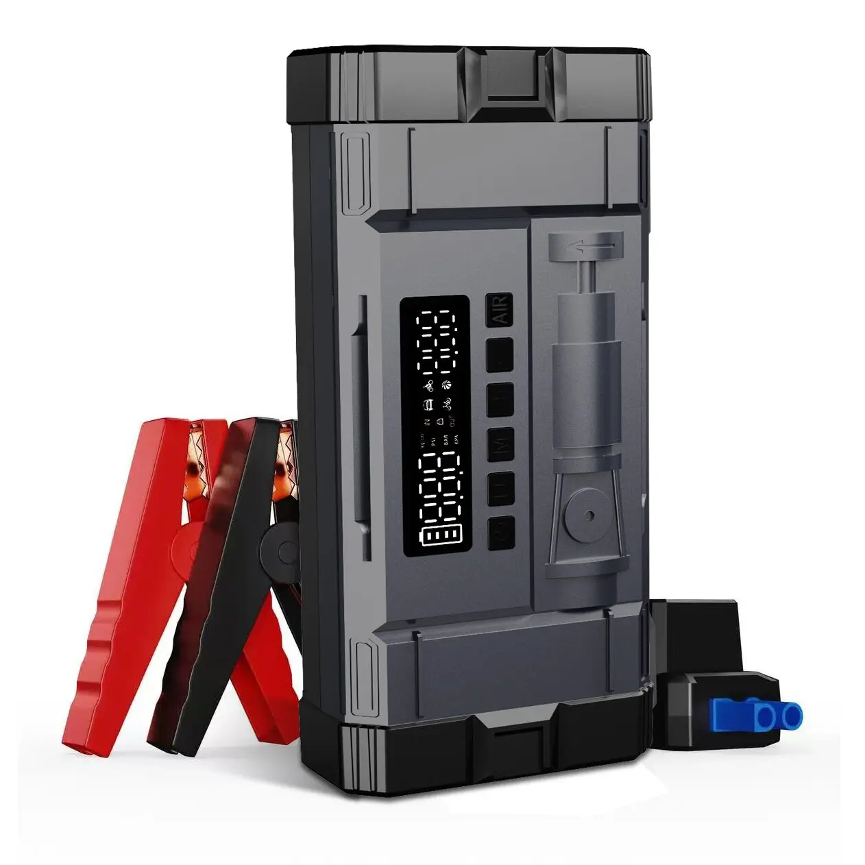 

20000mAh Portable Car Battery Booster Power Bank Lithium Tyre Air Pump LED Light USB-C Charging 150W Output Digital Jump Starter