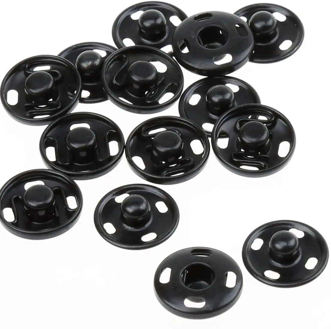 50/Set 8/10mm bottoni a pressione nero argento metallo elementi di fissaggio pulsante ferro Stud placcatura bottone rotondo accessori per cucire