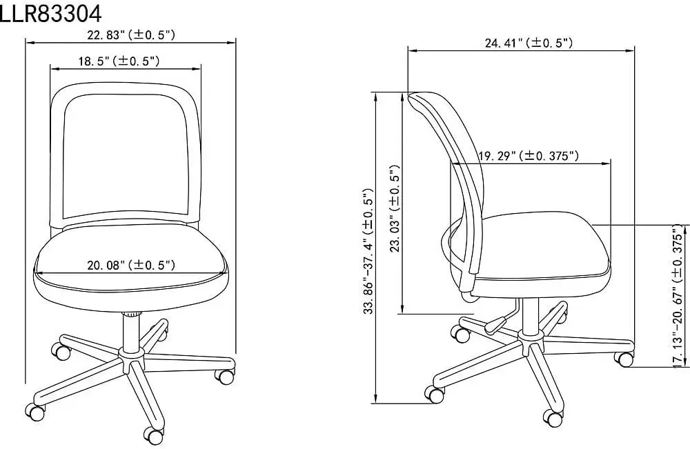 Breathable Mesh Back Modern Armless Design Adjustable seat Height Work Desk Chair Home Office Decor