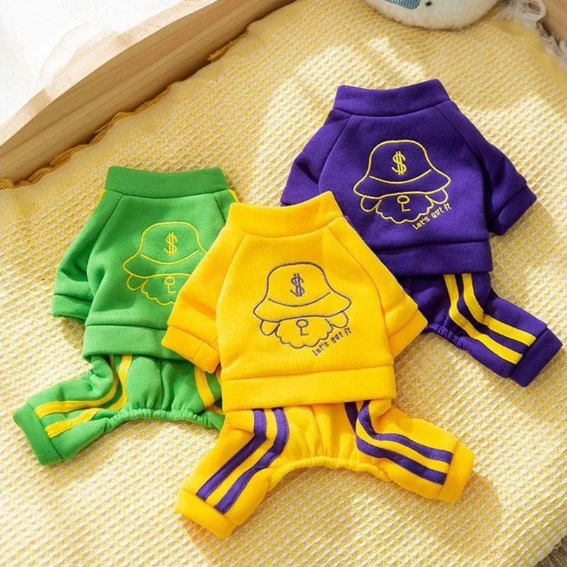 

Dog Outdoor Sports Sweatshirt Casual Wind Dog Clothes Teddy Cartoon Four Legs Clothes Yorkshire Cat Warm Winter Clothes