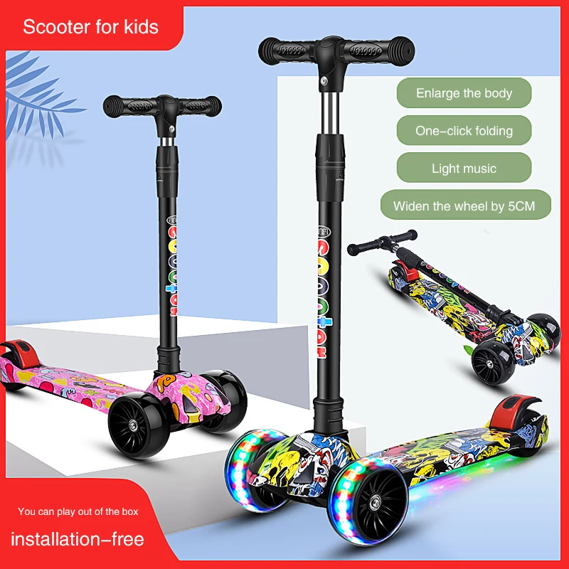 3-In-1 Baby Scooter Music Lights Foldable Baby Slider From 2-10 Years Old