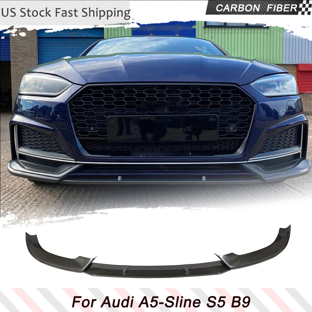 

Автомобильный передний бампер, спойлер, сплиттеры для Audi A5 Sline S5 B9 2017-2019, 3 шт., передний бампер из углеродного волокна, сплиттеры для губ, комплекты кузова
