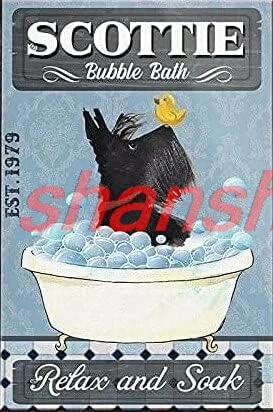 Metal Signs for Bedroom Scottie Dog Tin Sign Bath Time Relax and Soak Art Metal Wall Plaque Decor Bathroom Retro Vintage ALI