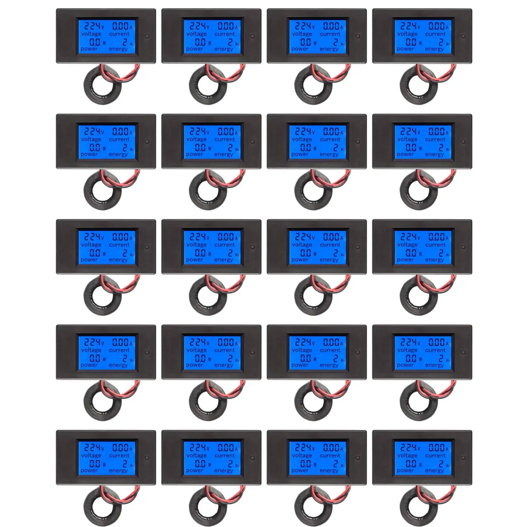 

2025 NEW 20X AC 80-260V 100A PZEM-061 LCD Display Digital Current Voltage Power Ammeter with Current Transformer CT