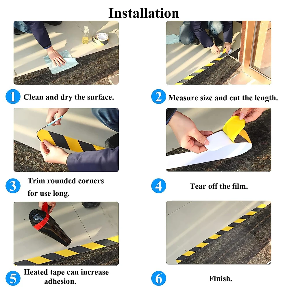 5M Yellow and Black Non Slip Tape Safe Walk Outdoor Abrasive Adhesive For Stairs Safety Tread Step Indoor Caution Warning Tape