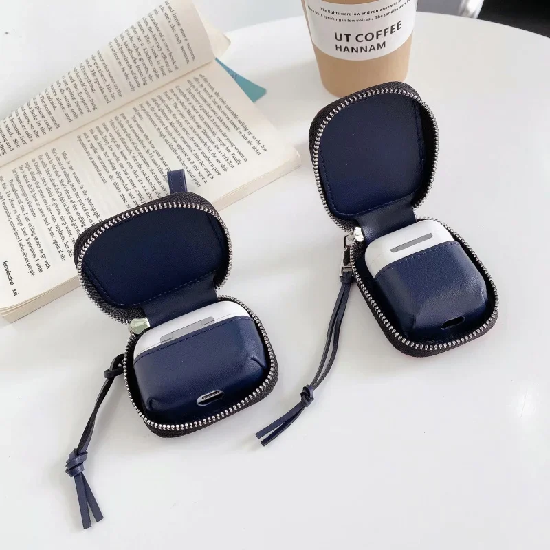 Роскошный кожаный чехол для наушников Airpods Pro, защитный чехол на молнии для наушников Apple Airpods 1 2