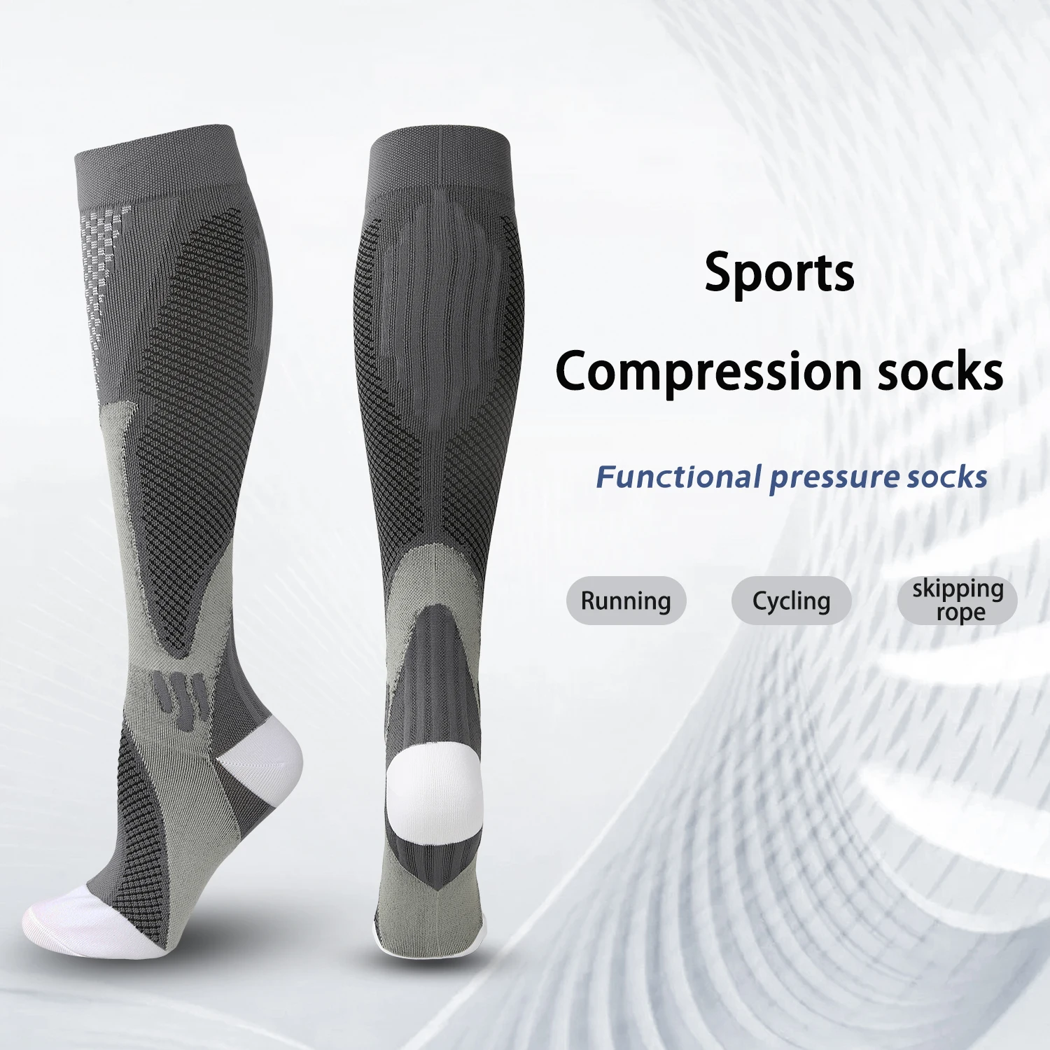 Nylon compression socks for men\'s and women\'s bicycles, long leg soccer Fashionable and cool  gym ，cycling outdoor running socks