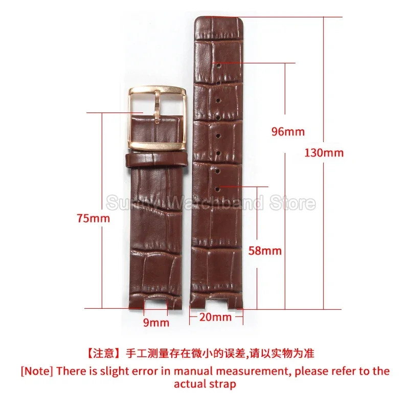 Watch Strap Accessory 20x9mm for CK K1S21102 Concave Notch Genuine Top Grain Cowhide Anti Cracking Smooth Polished Natural Grain