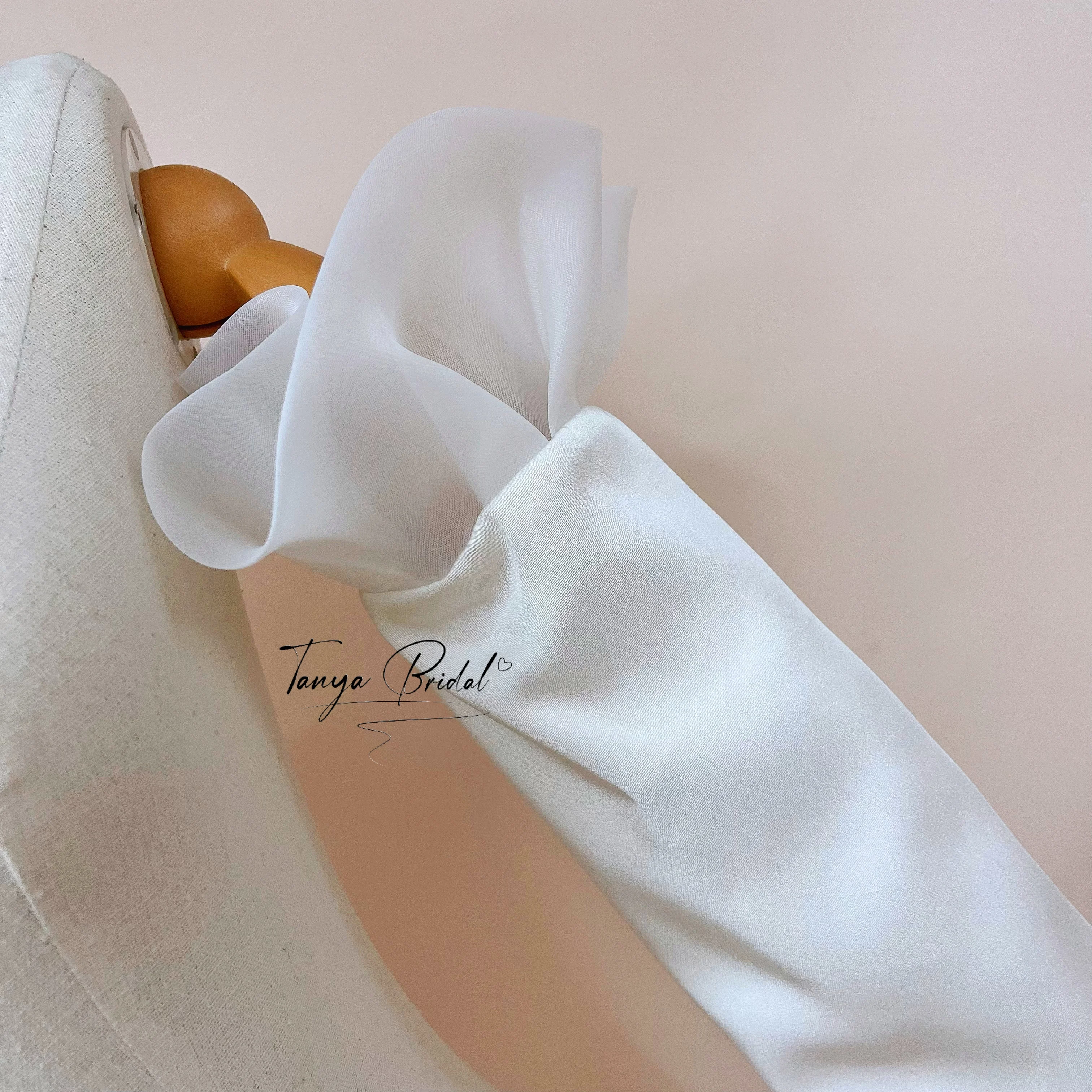 Wedding Bride Detachable Arm Sleeves Organza Flounce Edge Satin Long Removable Sleeves For Wedding Dress Evening Gown