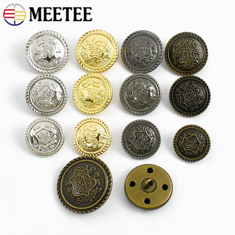 

50Pcs Meetee Round Metal Buttons 12-30mm Sewing Coat Vintage Copper Button for Clothing Decoration Buckle Shirt Fastener Clasp