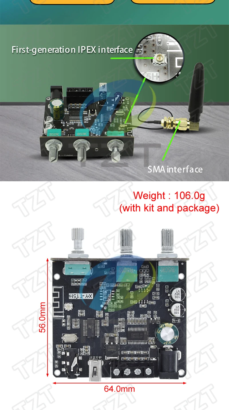 1/2 Stück XY-T15H Bluetooth 5.1 Digitaler Leistungsverstärker-Modul 15W+15W 2.0-Kanal Stereo-Verstärkerplatine für DIY Kabellose Lautsprecher – Detail 7