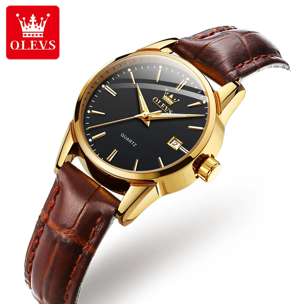

OLEVS 6898 модные кварцевые часы в подарок с круглым циферблатом из натуральной кожи ремешок для часов наручные часы календарь светящийся