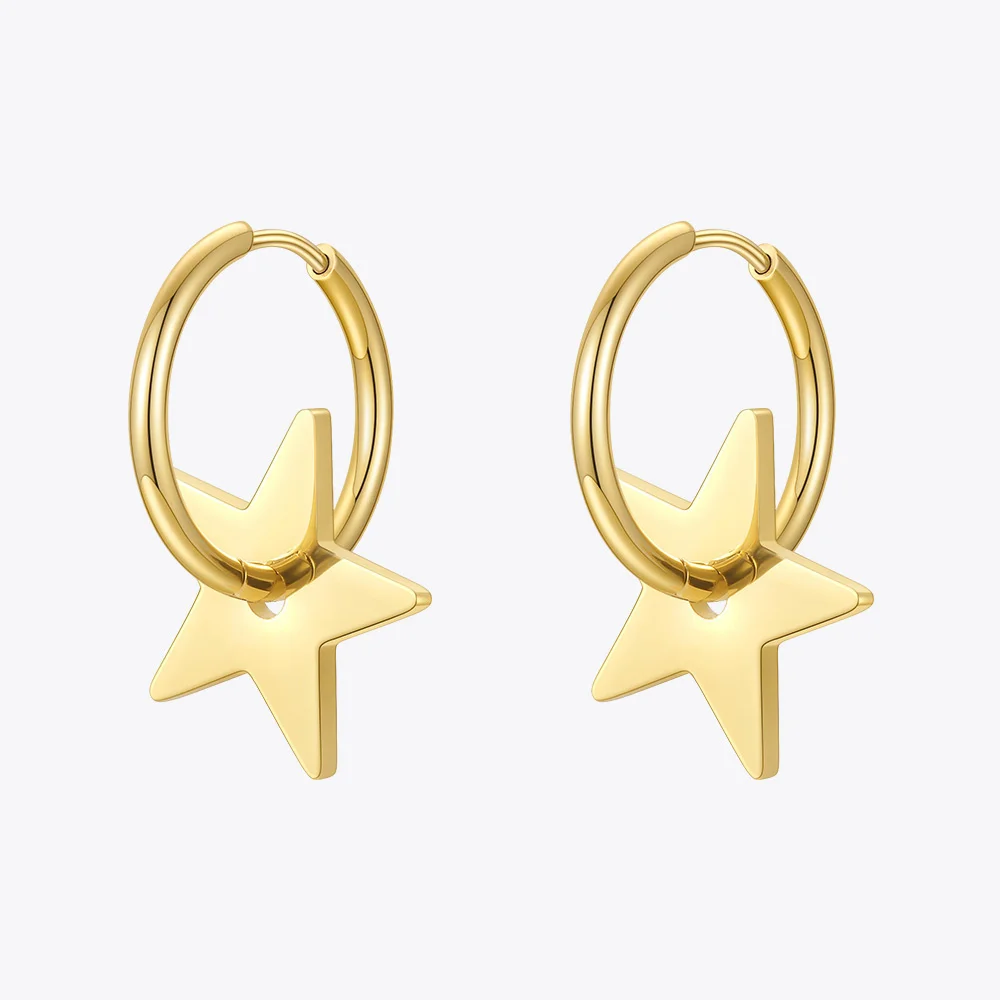 ENFASHION Star Dangle Earring Gold Color Geometric Earrings 2021 Fashion Jewelry Stainless Steel Pendientes Mujer Gift E211238