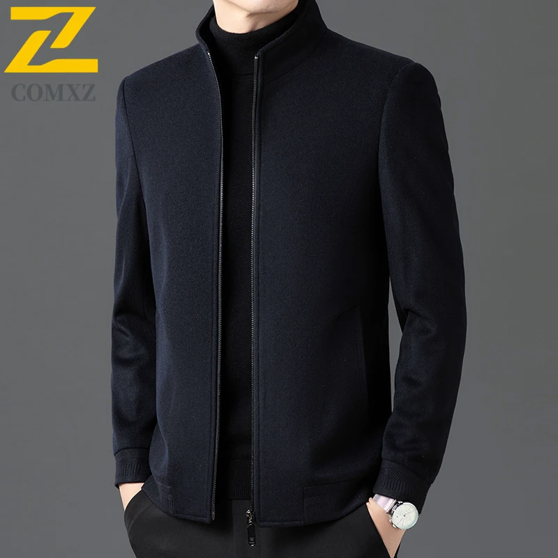 Wool Blend Jacket Men Leisure Turndown Collar Business Working Cold Proof Coat High Quality  Windproof  Warm Winter TrenchCoat