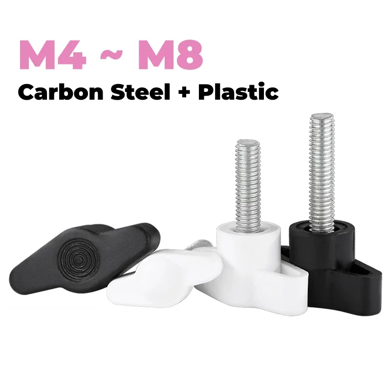 Black/White T-Handle Screw M4 M5 M6 M8 Plastic Hand Knob Mechanically Adjustable Thumb Screws