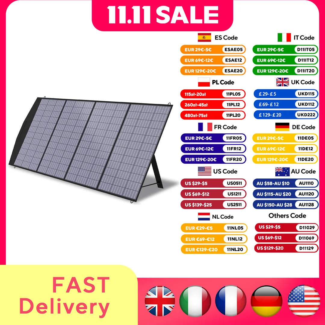 ALLPOWERS 18V Foldable Solar Panel, 60/100/140/200W Mobile Solar Charger for Power Supply, Laptop, Solar Generator, Fishing
