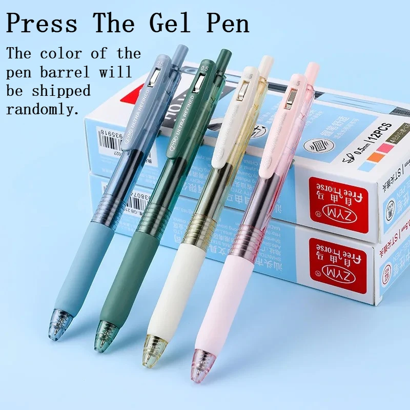 

6/12 Pcs Gel Pens 0.5MM Black/Red/Blue Large Capacity Write Smooth Gel Pen For Students' Exams Office School Stationery Supplies
