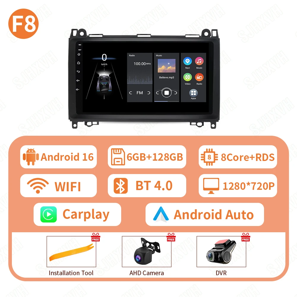 Voor Mercedes Benz B200 Sprinter W906 W639 EEN B Klasse W169 W245 Viano Vito Android 16 Autoradio Carplay Auto stereo