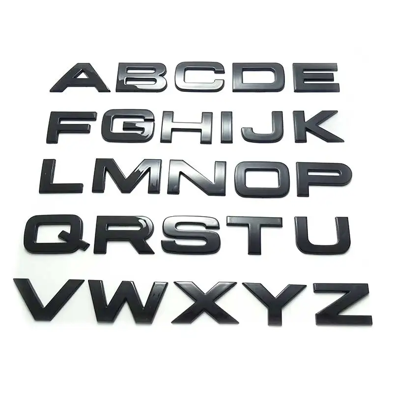 Glossy black 3.2cm high 3d capital letters numbers auto emblems decal badge car stickers for RANGE ROVER CHERY GREAT WALL LEXUS