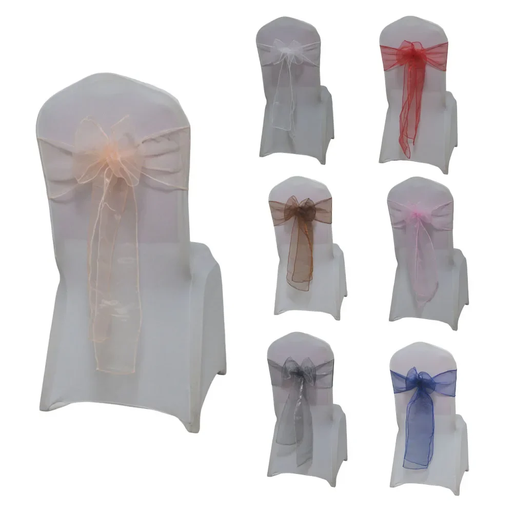 50pcs Organza Chair Sashes For Romatic Wedding Party Chair Butteryfly Knots Decoration Christmas Birthday Baby Shower Sash