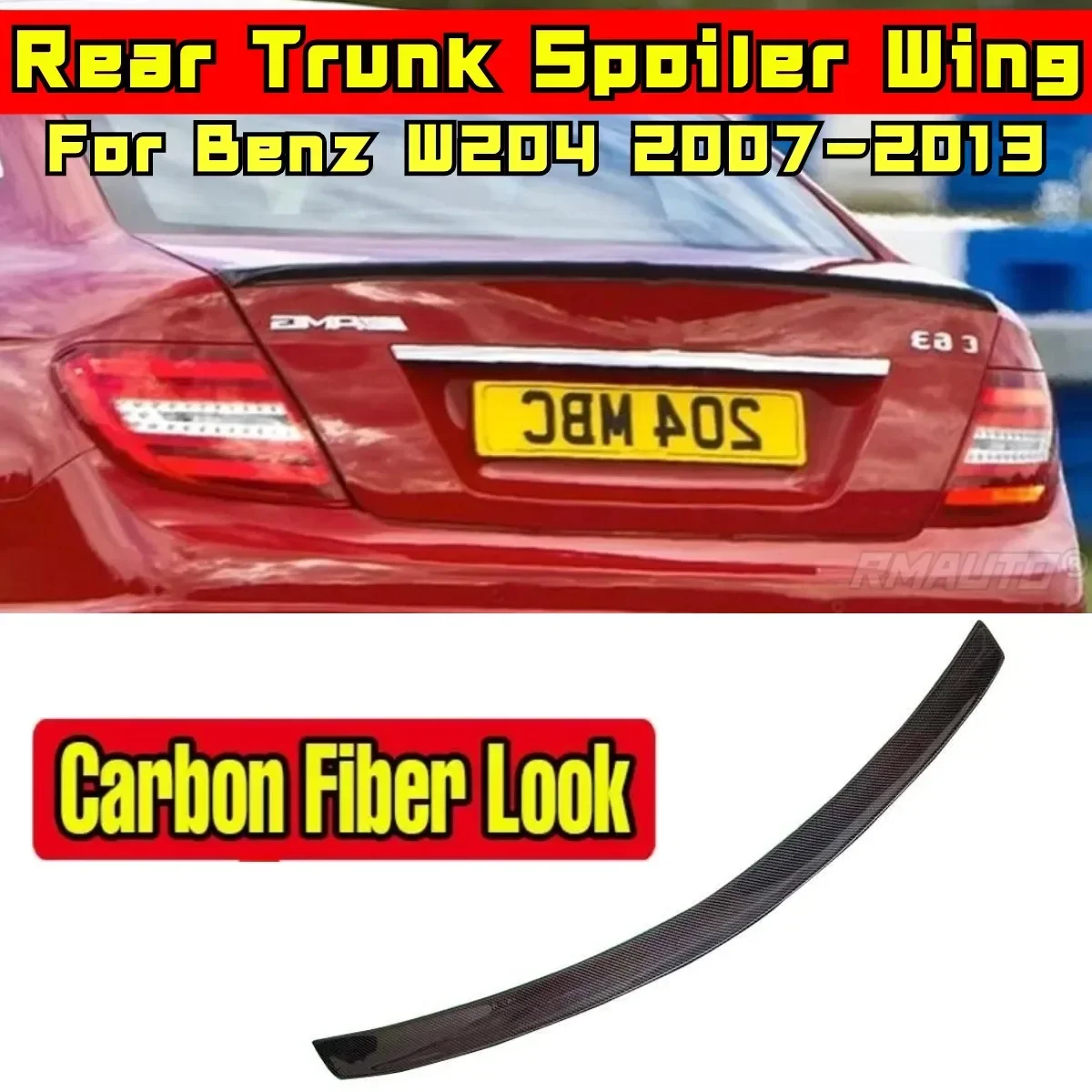 For Mercedes Benz W204 2007-2013 C-class C180 C200L C63 Rear Spoiler Wing Exterior Part Car Rear Trunk Spoiler Car Accessories