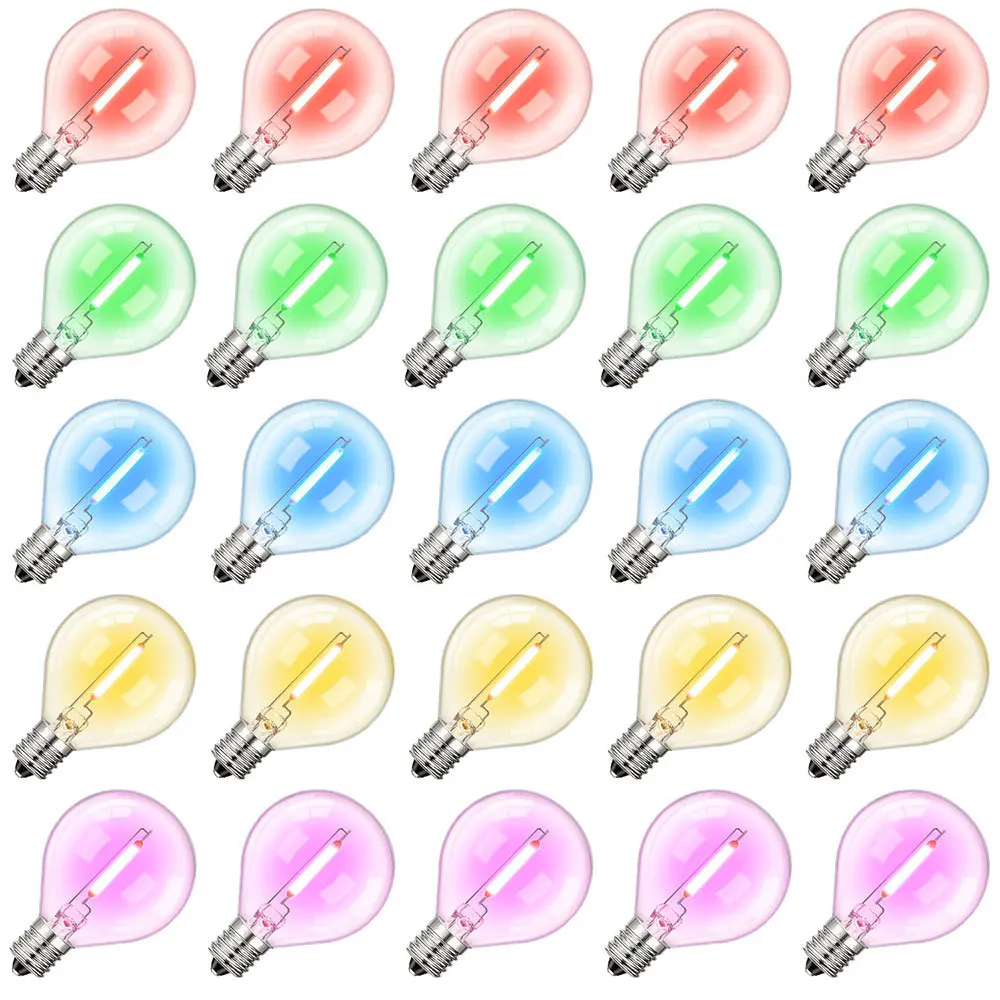 1-25 قطعة LED 1 واط E12 أبيض دافئ 2700 كيلو خيوط G40 لمبة جاهزة الأوروبية الولايات المتحدة القياسية الديكور 110 فولت 220 فولت ضوء سلسلة استبدال #6