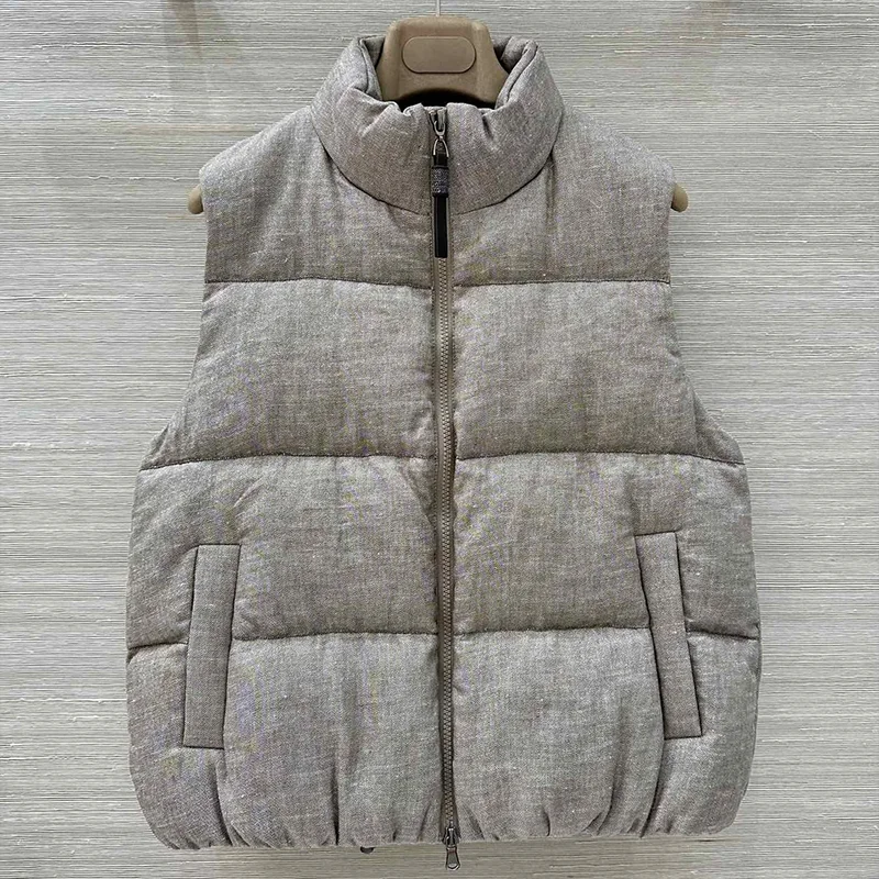 

High-quality autumn-winter new style women's premium down vedt with linen lining and nylon inner layer coat 251020112