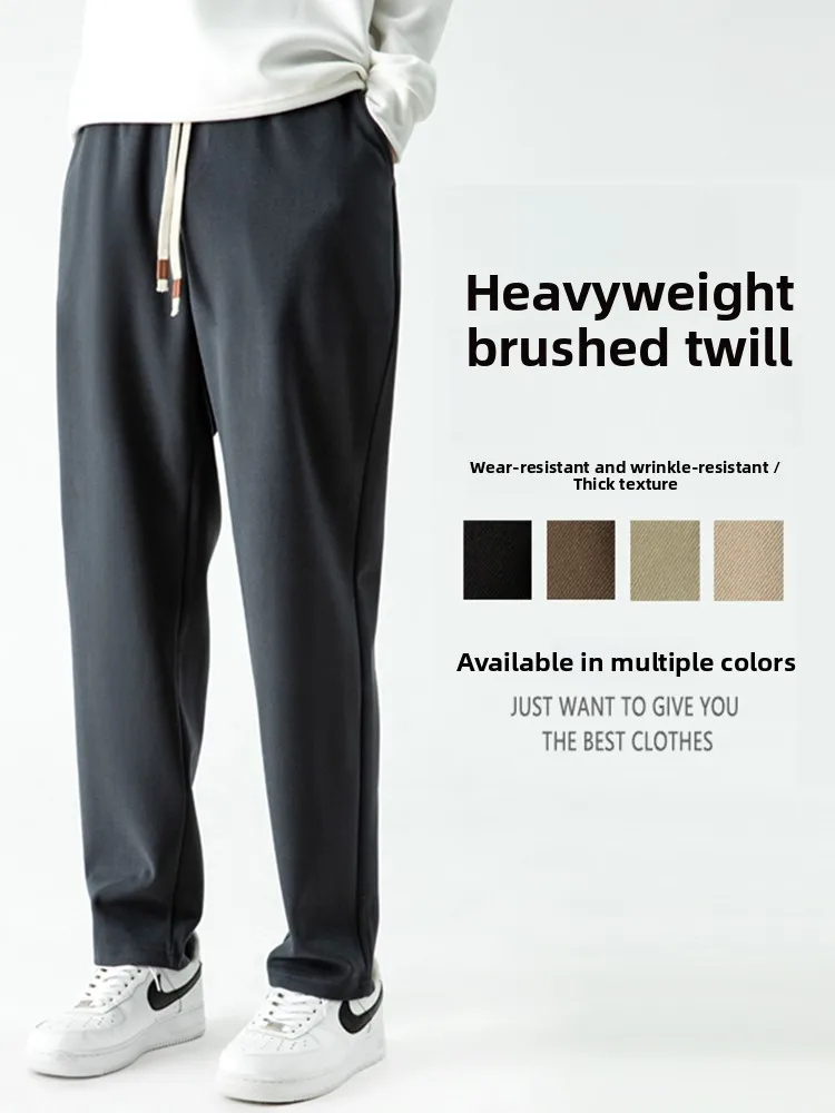 

American Heavyweight Cotton Men's Casual Straight Leg Pants Autumn Winter Loose Sweatpants Trendy Sports Long Trousers