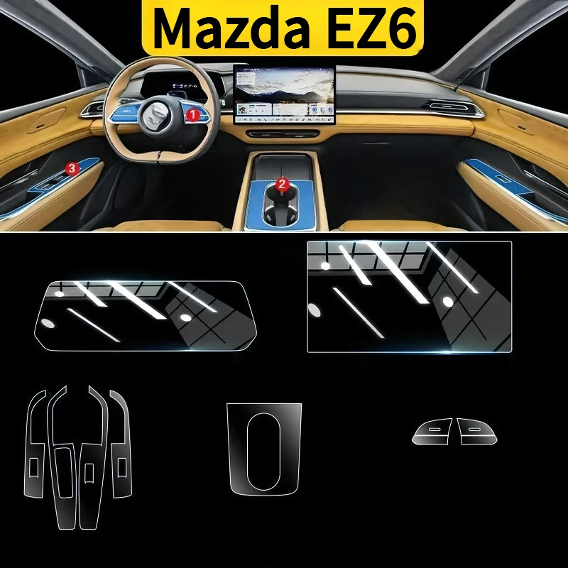 

For Mazda EZ6 interior protection Dashboard Multimedia Navigation Transparent Scratch-Resistant Film Modification
