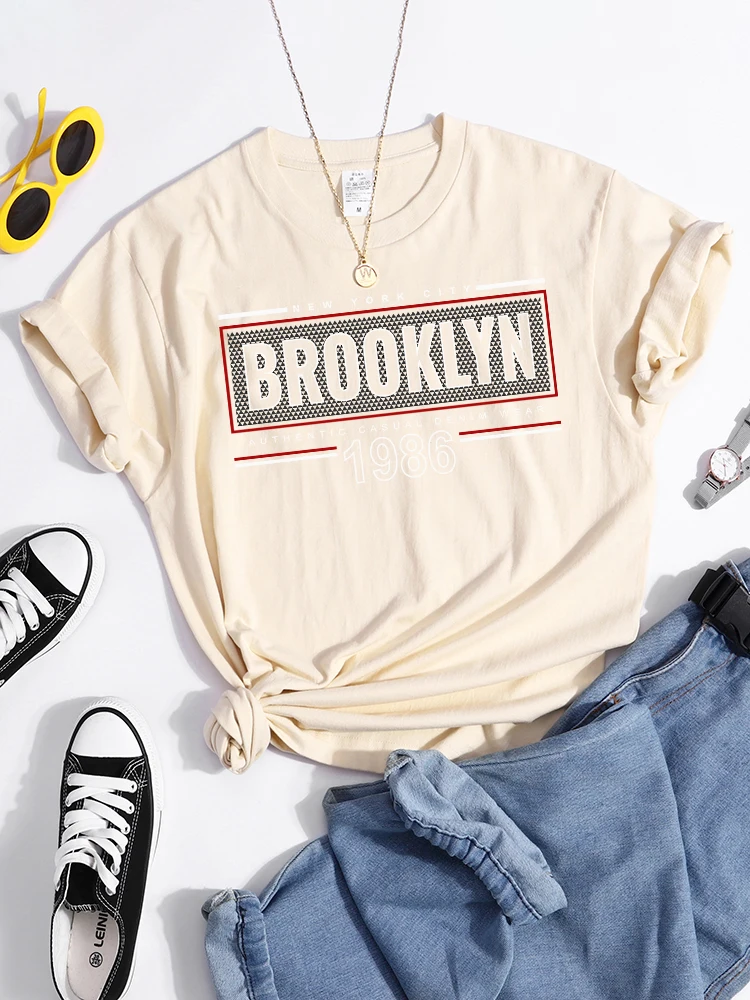 Brooklyn New York City 1986 T Shirt Womens Korean Fashion Daily T-Shirt Quality Graphics Clothing Outdoor Harajuku Short Sleeve