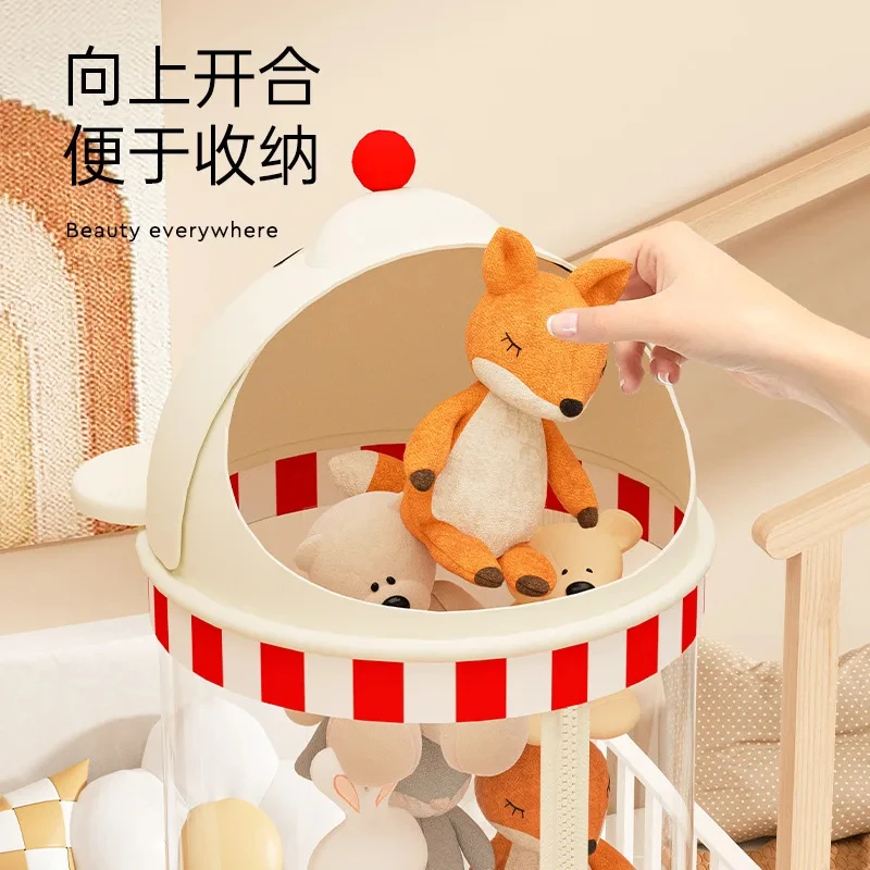 Newest Zipper Doll Storage Bucket Set up Dustproof Plush Doll Storage Basket Transparent Basket Tube Artifact For Kids 2024