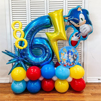 35Pcs Cartoon Hedgehog Lightning Aluminum Foil balloons Blue Yellow Red Balloon Set Birthday Party Decoration Baby Shower Gifts