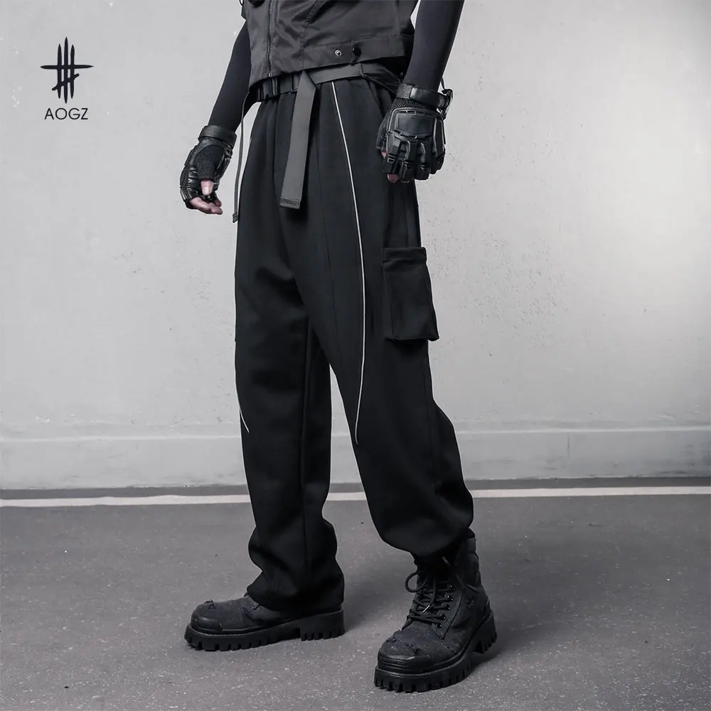 

AOGZ Hip Hop Cargo Pants Men Streetwear Harajuku Tactical Pants Trousers Jogging Pants Loose Casual Sweatpants Black