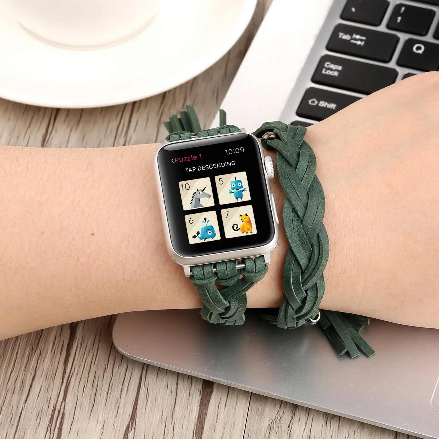 Leather Braided Strap For Apple Watch Ultra 8 7 6 5 4 3 SE 45mm 41mm 44mm 40mm 42mm38mm Double Loop Wristband Correa iWatch Belt