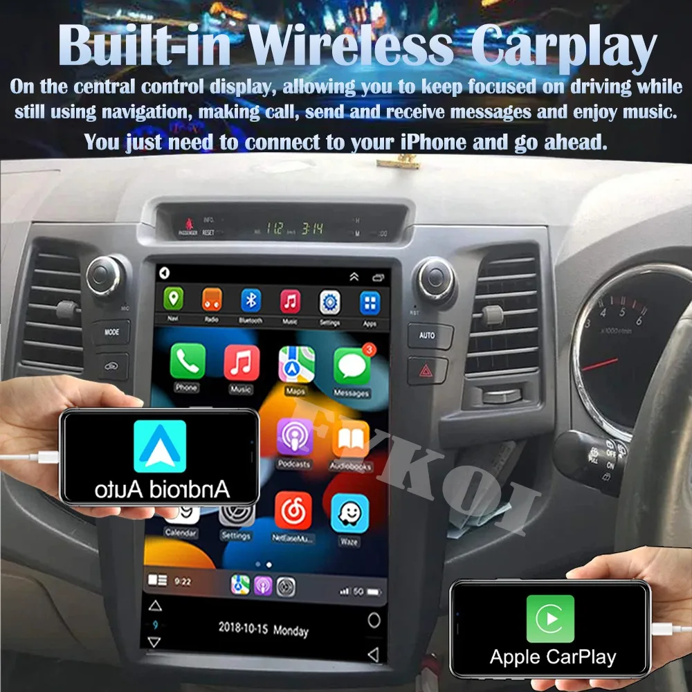 Android 13 Car Radio For Toyota Fortuner Hilux Revo 2006-2018 Automotive Multimedia Tesla Style Carplay Auto Bluetooth 4G GPS