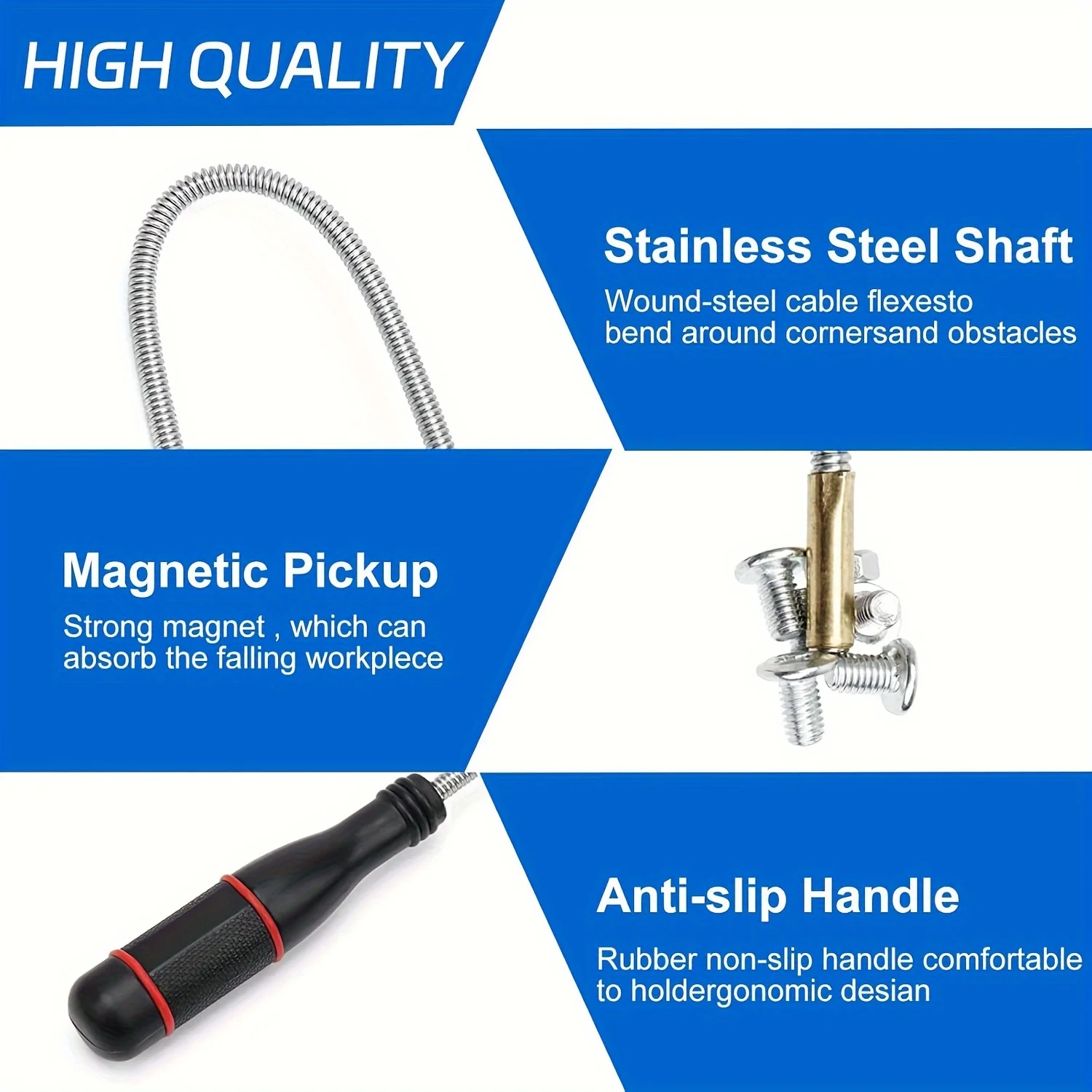 Flexible Magnetic Pickup Tool Bendable Snake Pickup Bendable Suction Bar for Locate Falling Objects Reach Sink Drains Pick Up