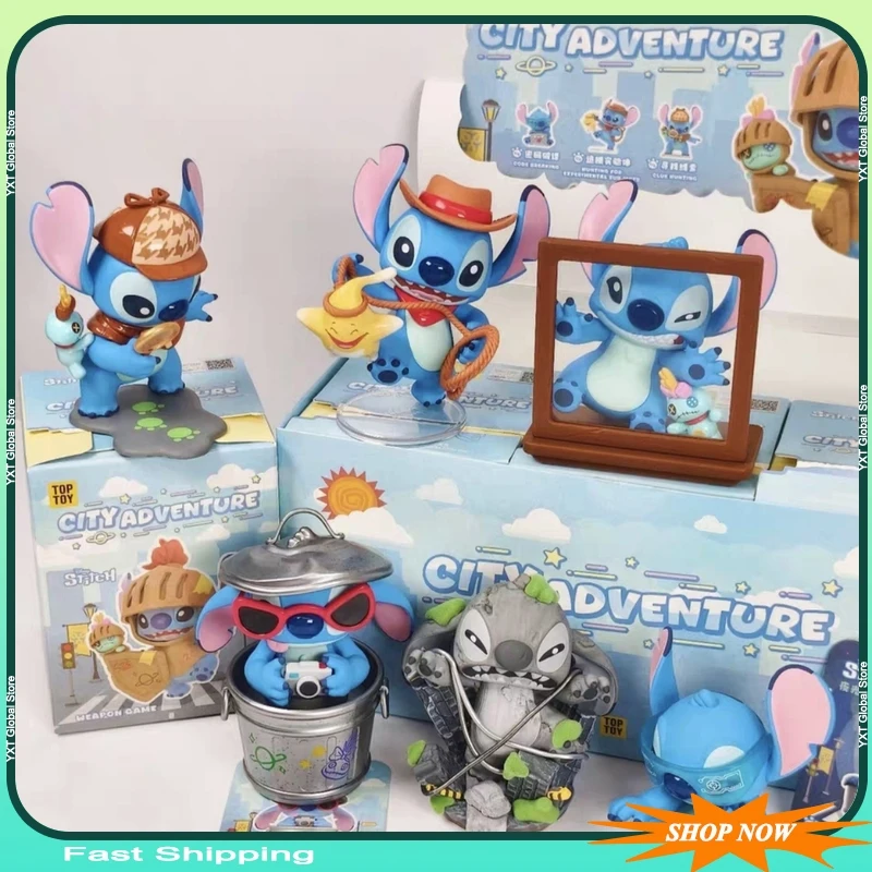 

New Disney Stitch City Adventure Series Blind Box Cute Stitch Mystery Box Doll PVC Surprise Bag Desktop Decor Ornament Gift Toys