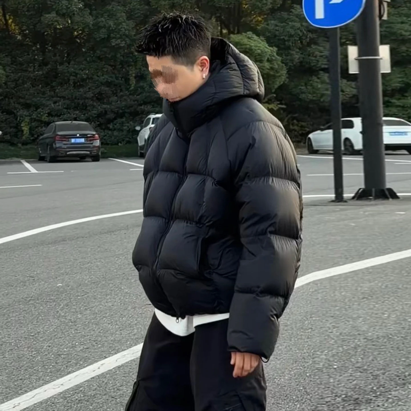 

Men's And Women's Winter Puffer Jaet with Hood High-Fill down Thi White Du down Pure Color Casual Sle Long Sve