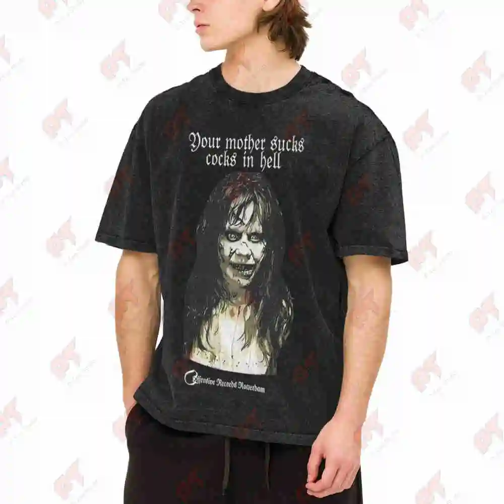 Rotterdam Exorcist 90S Horror Vintage Washed Tee Pure Cotton T-Shirt