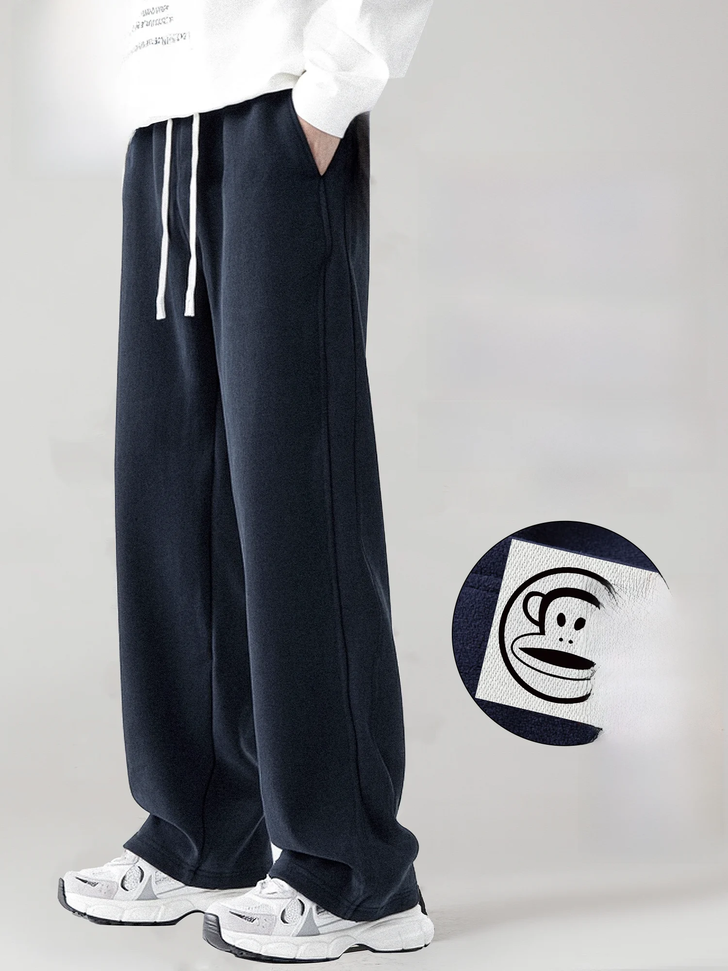 

PaulFrank Men's Thiened Fce Straight Leg Casual Pants Spring New Loose Warm Long Trousers Comfortable Straight Fit Jeans