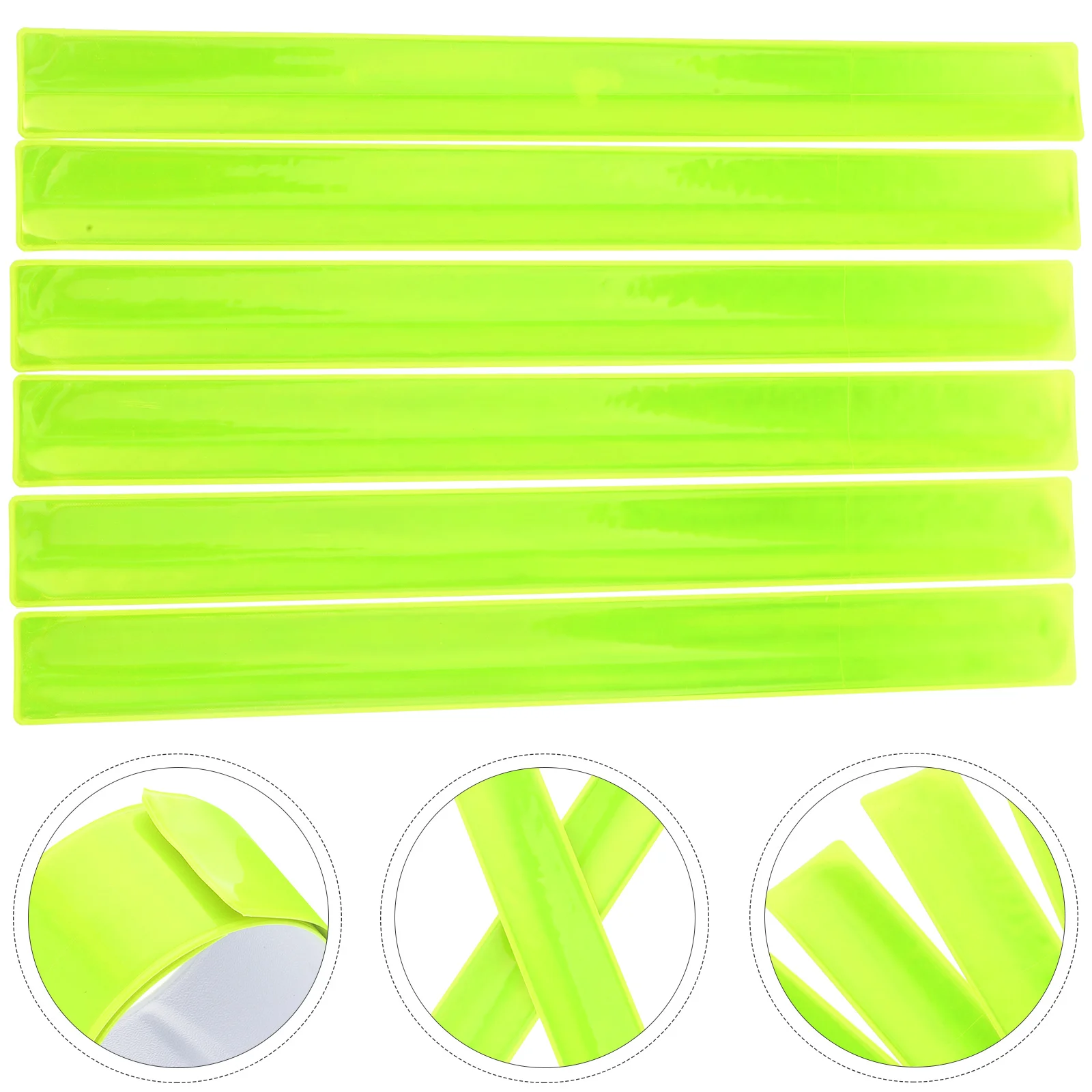 6 Pcs Papa Circle High Visibility Reflective Bands Slap Bracelets Snap Wrist Riding Tape Night Run