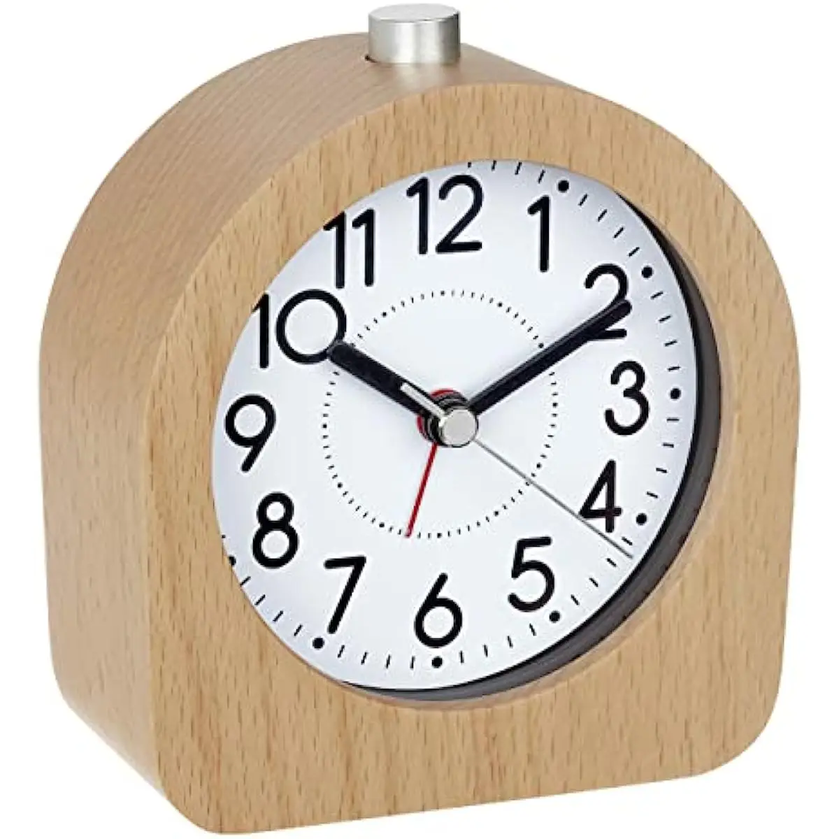 TFA Dostmann Beech Analog Alarm Clock, 60.1038.05, Low Noise Movement, Backlight, Alarm Clock, Brown, 108 x 44 x 101 mm