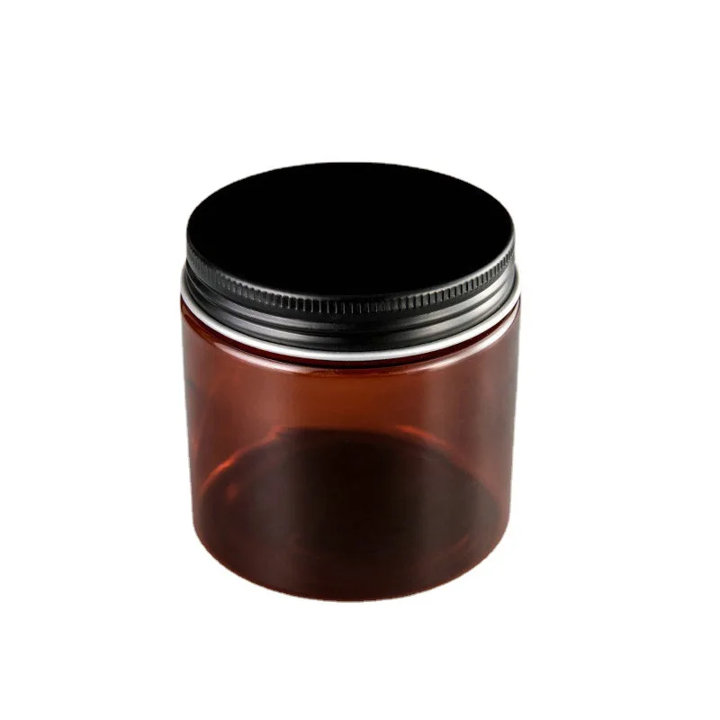 12 قطعة/الوحدة 200 مللي جرة بلاستيكية مع غطاء ألومنيوم PET التجميل كريم جرة وعاء غطاء معدني حاوية بلاستيكية 200 جرام علبة تعبئة المواد الغذائية الفارغة