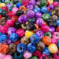30pcs 12x10mm Big Hole Round Stripe Acrylic Beads for Jewelry Necklace Making DIY Accessory