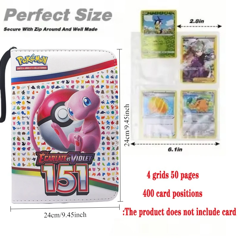 @@New 400PCS  Pokemone Card Album PU Zipper Photo Album Collection Book Anime Figure Album Hobby File Kids Toy Gifts In Stock view 5