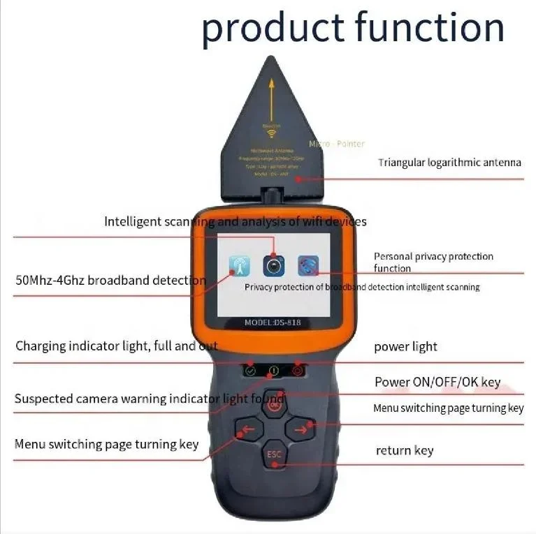 DS818 10MHz- 4GHz Radio Wave Signal Detection Analyzer GPS Tracker Wireless  GSM Cellphone Signal Detector