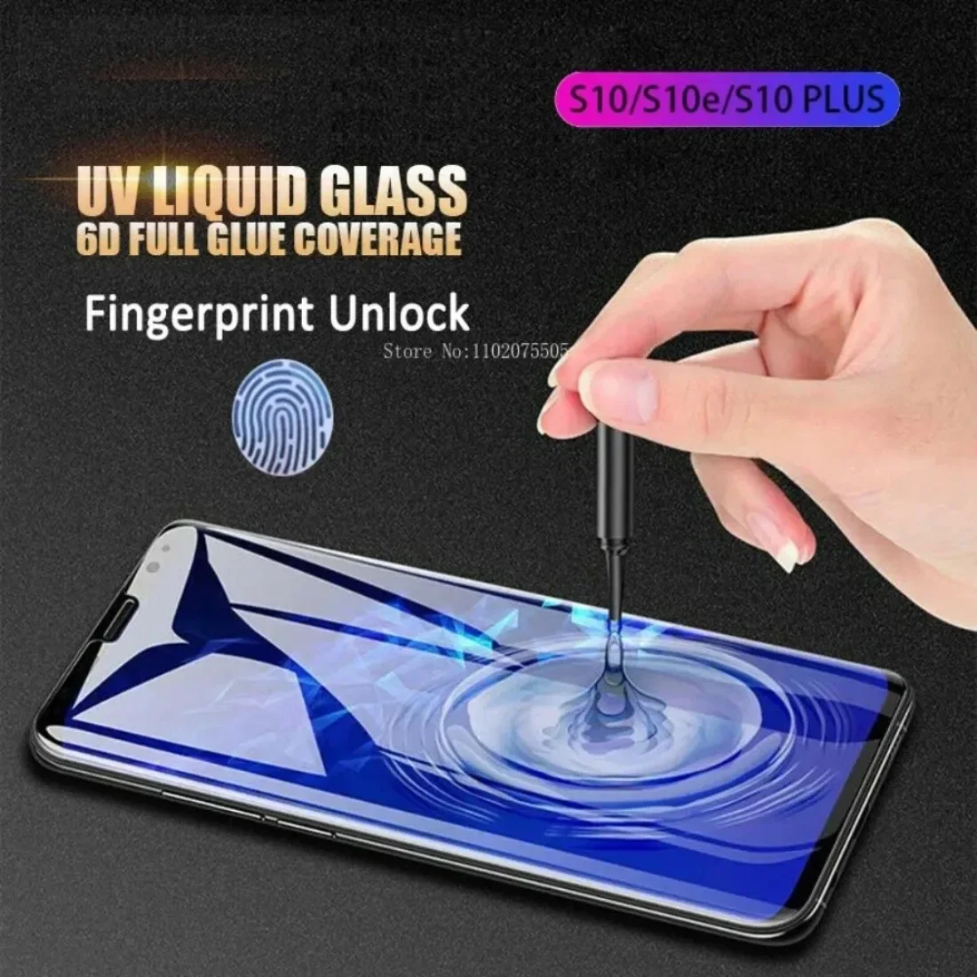 2PCS UV Full Glue Tempered Glass For Samsung Galaxy S24 S23 S22 S21 S20 Note 10 20 S10 Plus Screen Protector Unlock Fingerprint